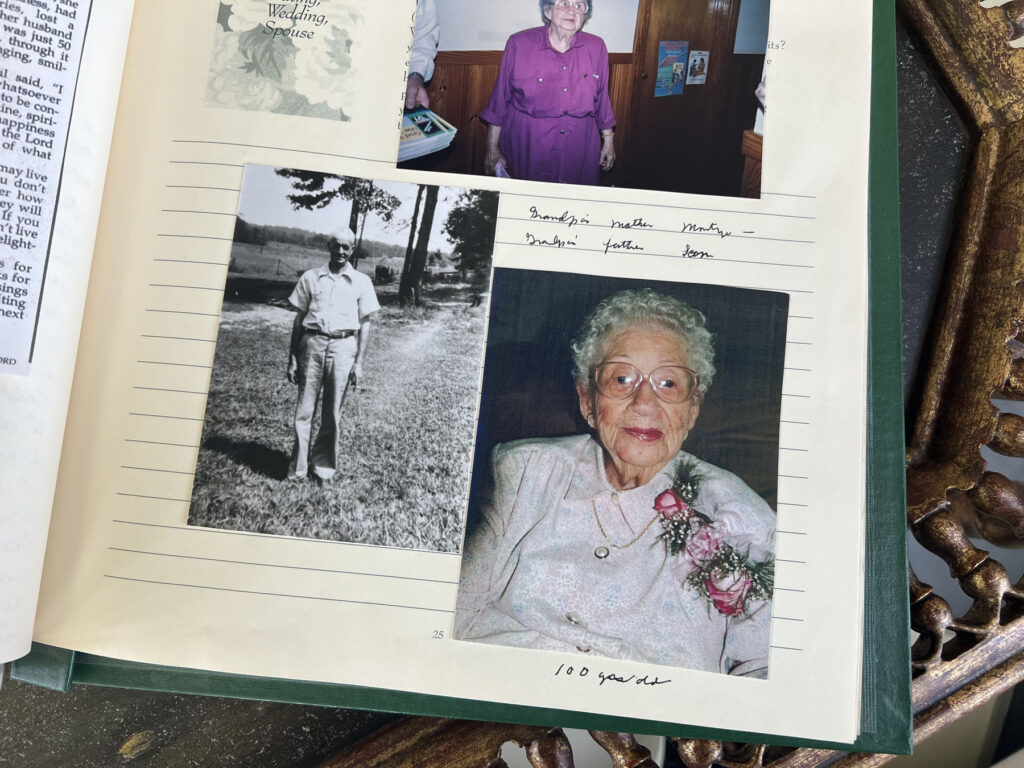a close up image of a scrapbook with pictures of family